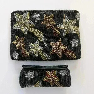 Vintage Beaded Shooting Star Small Clutch Purse Wth Lipstick Case Neiman Marcus